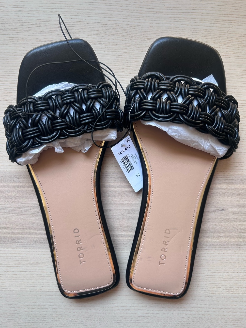 Torrid NWT Black Woven Slide Sandals Minimalist Casual Summer New Size 12